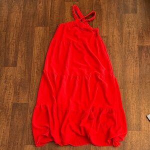 SHEIN Bright Red Maxi Dress with Crisscross Straps